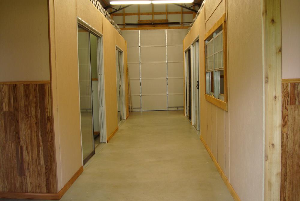 This is looking down the middle of the "Feline Facility" to the suites.